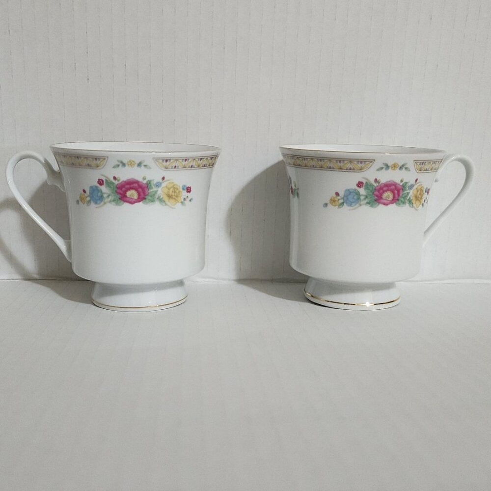 Crown Ming Fine China Jian Shiang Tranquility Footed Cup White Floral - Picture 3 of 8